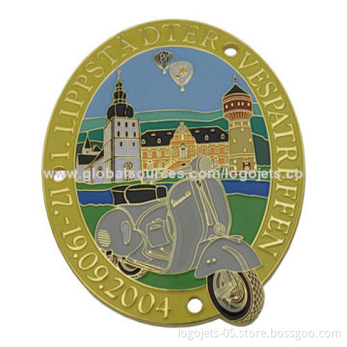 Hard-fired Cloisonne Car Emblem with Copper Stamped Finish, Available in Various Sizes
